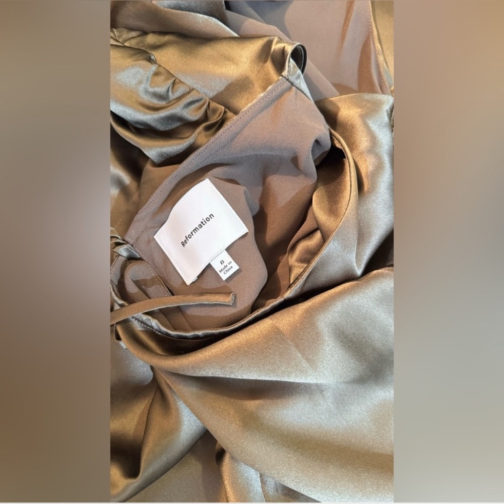 Reformation Olive Satin Maxi Dress - Picture 15 of 16